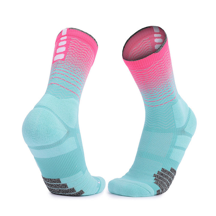 Advanced Cushioning Basketball Crew Socks Green Pink