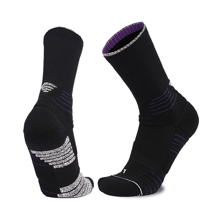 Breathable Compression Basketball Crew Socks Black