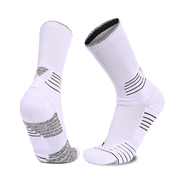 Breathable Compression Basketball Crew Socks White Black