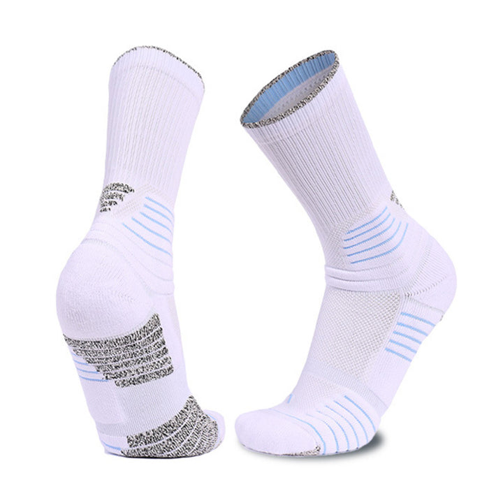 Breathable Compression Basketball Crew Socks White Blue