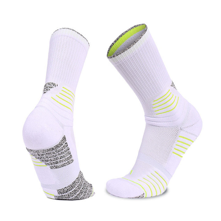 Breathable Compression Basketball Crew Socks White Green