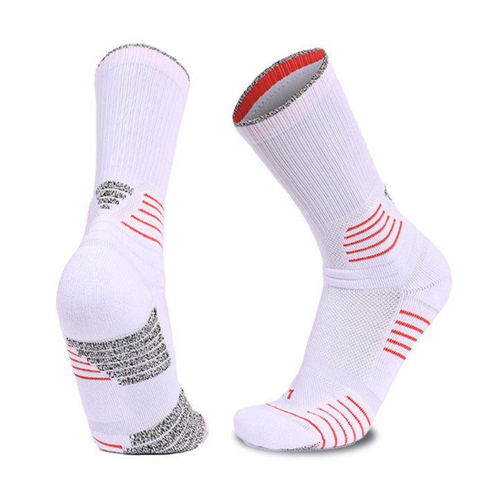 Breathable Compression Basketball Crew Socks White Red