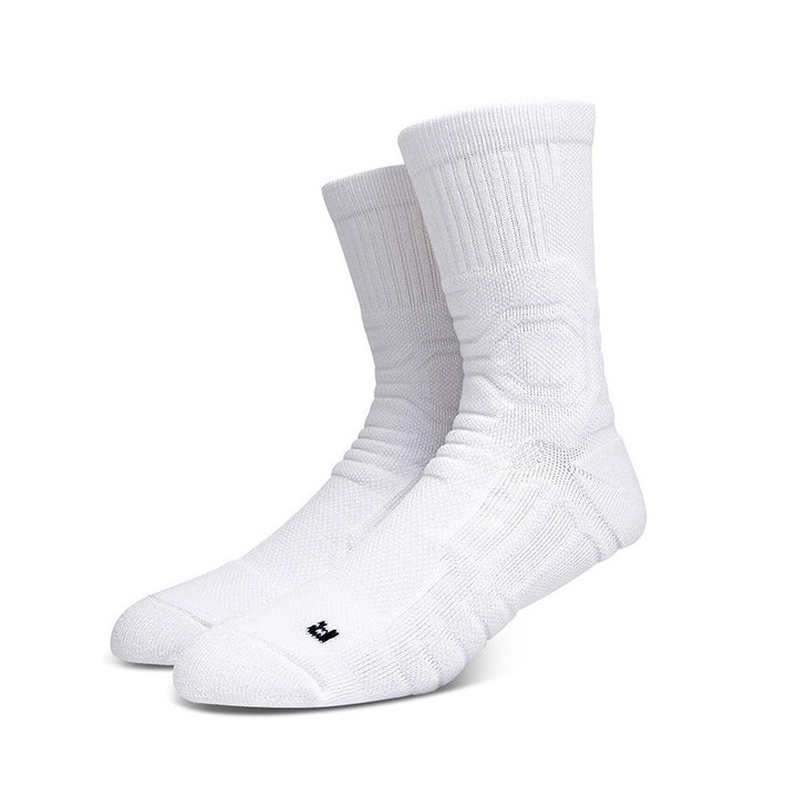 Compression Cushioned Basketball Crew Socks White