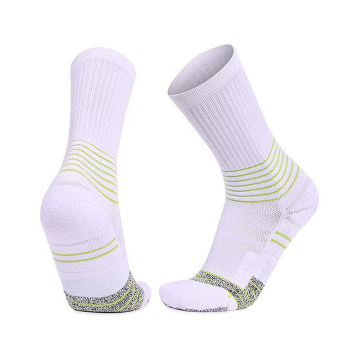 Coolmax® Breathable Basketball Crew Socks White Green