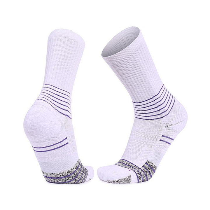 Coolmax® Breathable Basketball Crew Socks White Purple