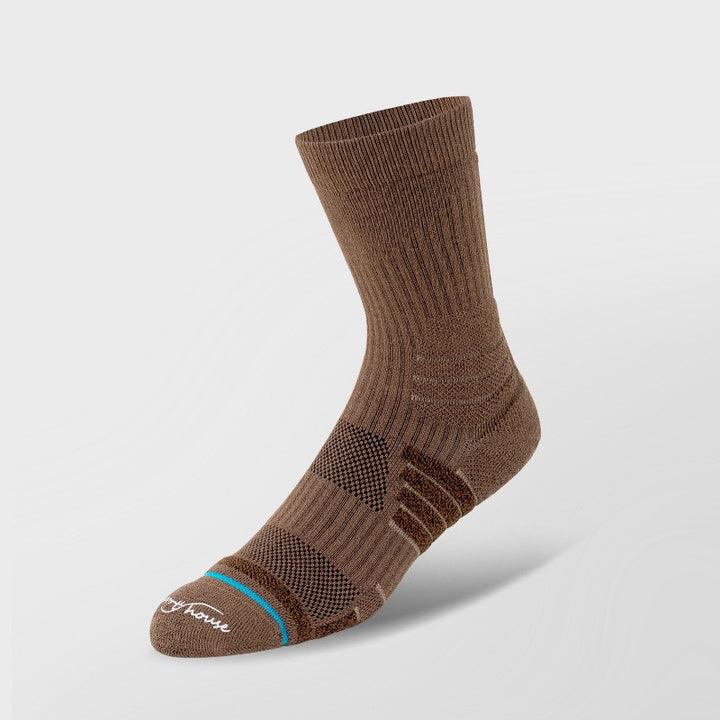 Coolmax® Cushioned Basketball Crew Socks Brown