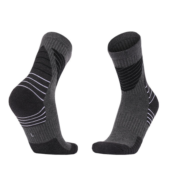 Coolmax® Thick Padded  Basketball Crew Socks Gray