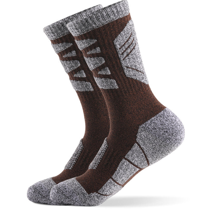 Cushioned Hiking Crew Socks Brown