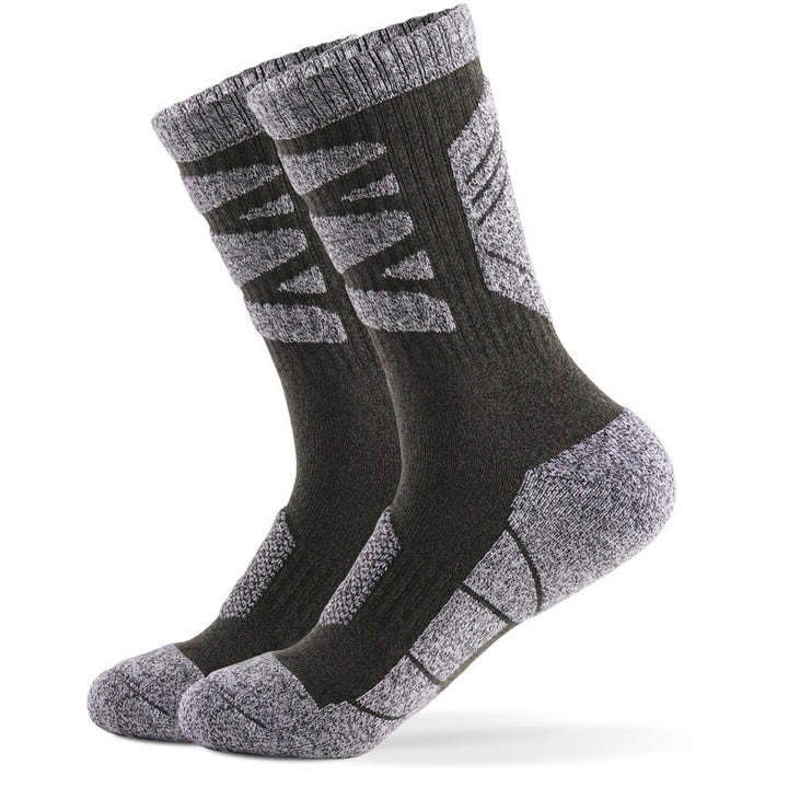 Cushioned Hiking Crew Socks Grey Green