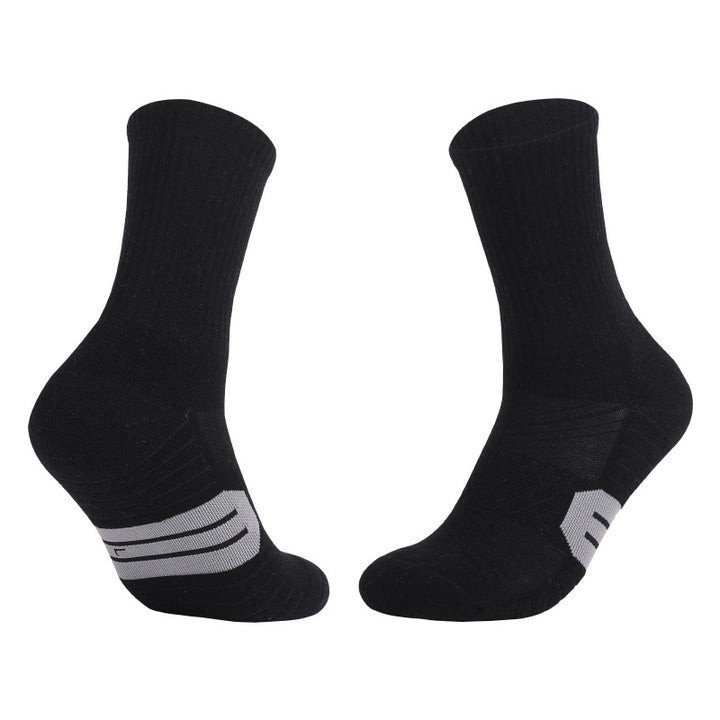 Elastic Breathable Cushioned Basketball Crew Socks Black