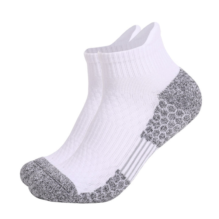 Elastic Breathable Cushioned Basketball Quarter Socks White