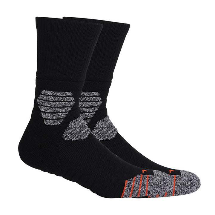 Impact-Absorbing Basketball Crew Socks Black Orange