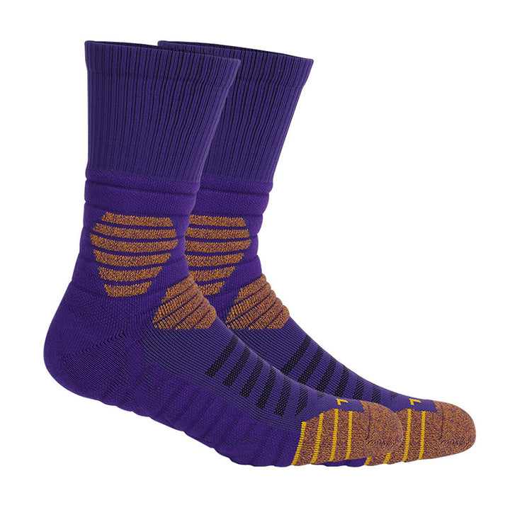 Impact-Absorbing Basketball Crew Socks Purple