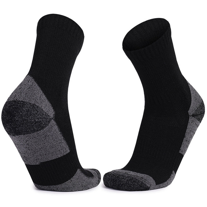 Merino Wool Cushioned Hiking Crew Socks Black