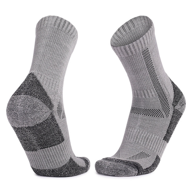 Merino Wool Cushioned Hiking Crew Socks Gray