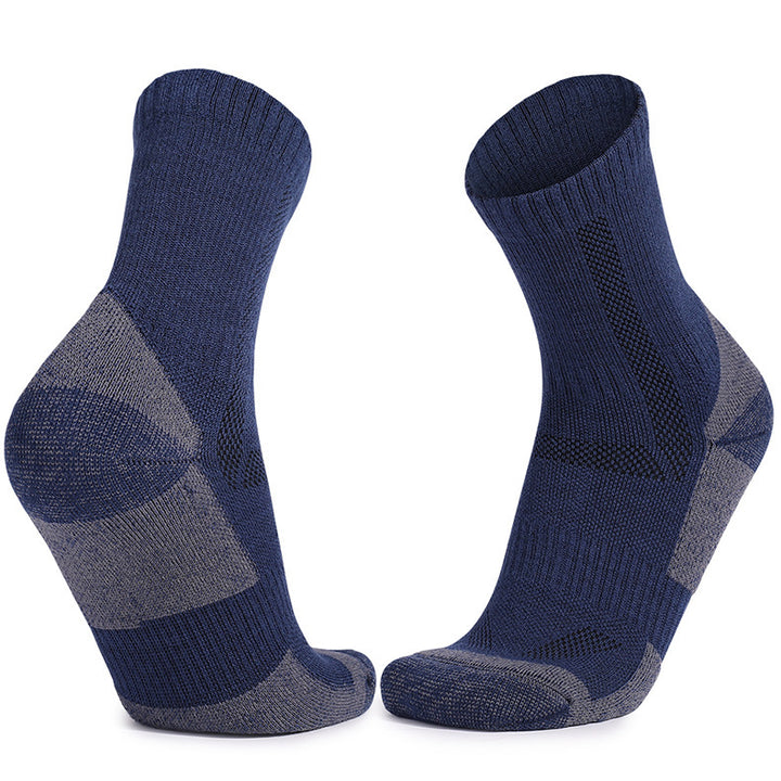 Merino Wool Cushioned Hiking Crew Socks Navy