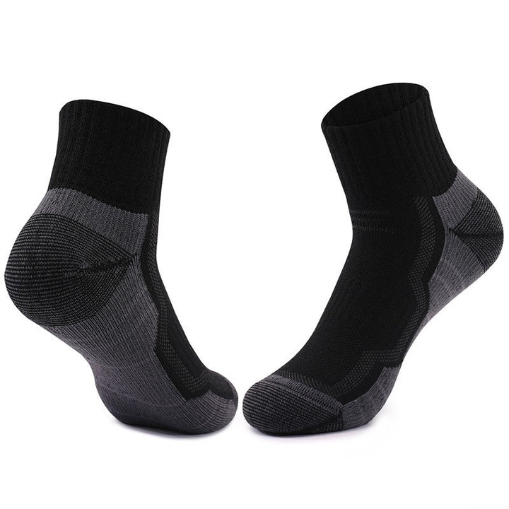 Merino Wool Cushioned Hiking Quarter Socks Black