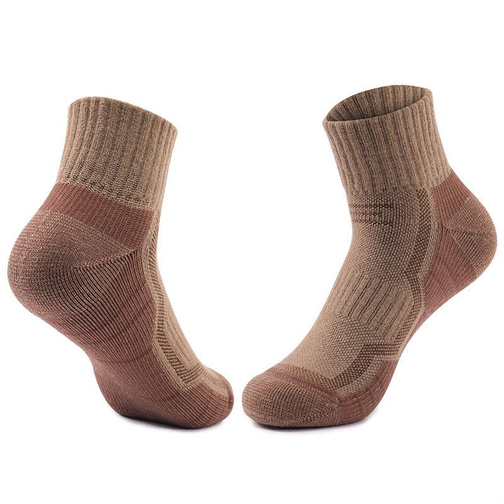 Merino Wool Cushioned Hiking Quarter Socks Brown