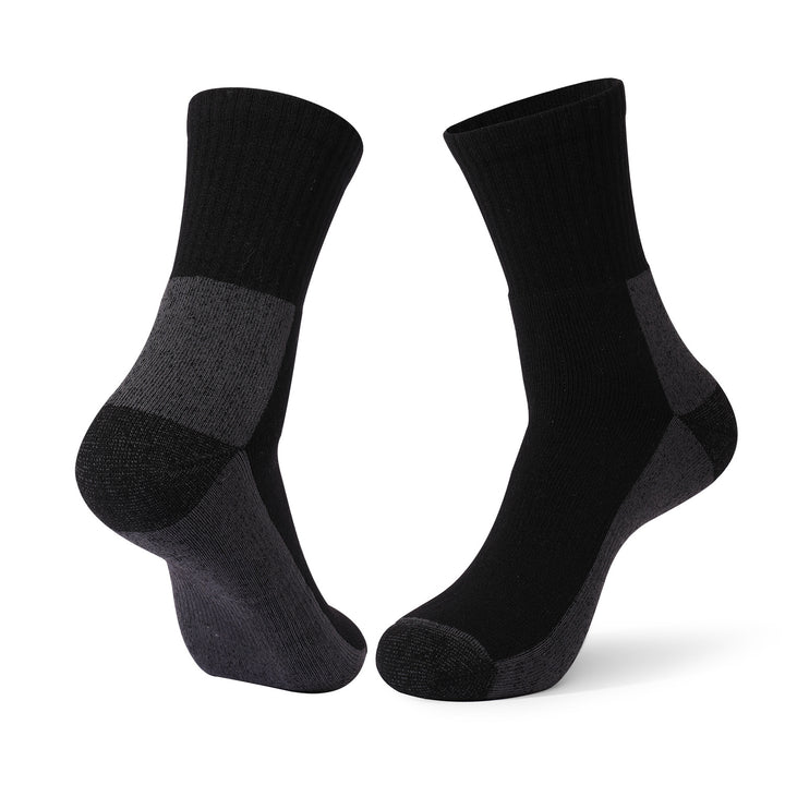 Merino Wool Cushioned Walking Crew Socks Black