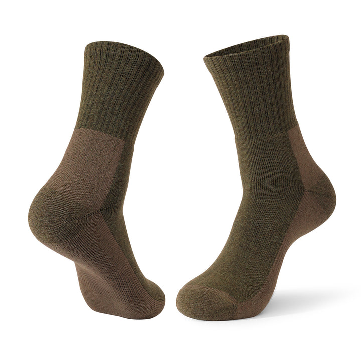 Merino Wool Cushioned Walking Crew Socks Brown