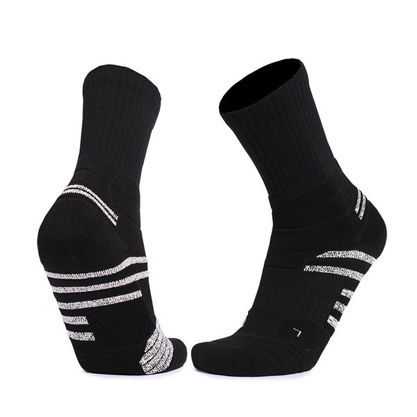 Shock Absorbent Basketball Crew Socks Black