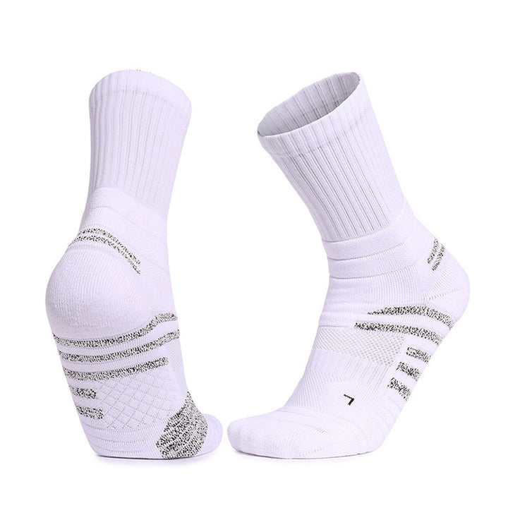 Shock Absorbent Basketball Crew Socks White