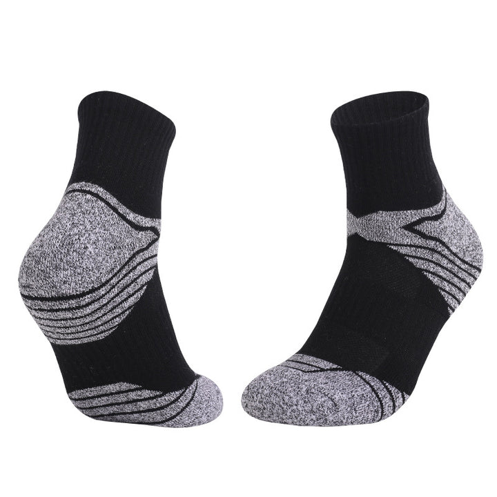 Thick Padded Basketball Quarter Socks Black