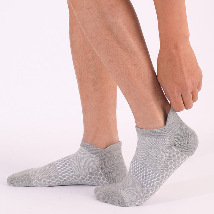 Wearing Gray Impact-Absorbing Running Ankle Socks