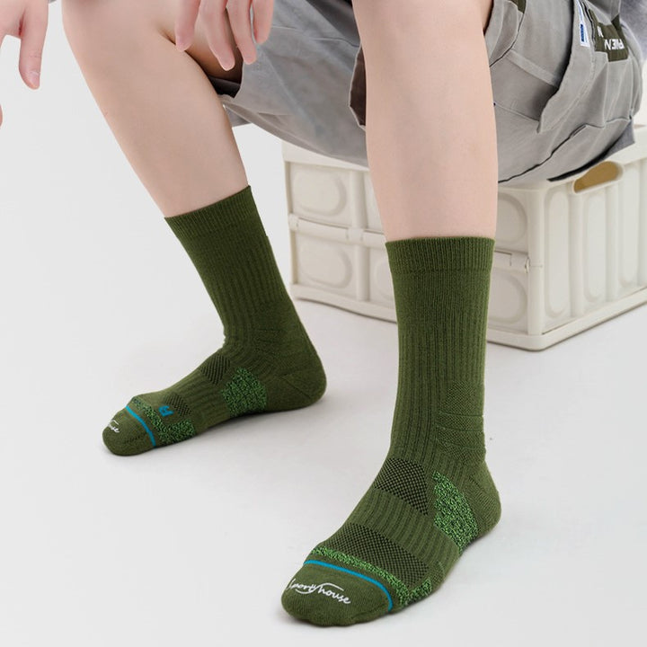 Wearing Green Coolmax® Cushioned Basketball Crew Socks