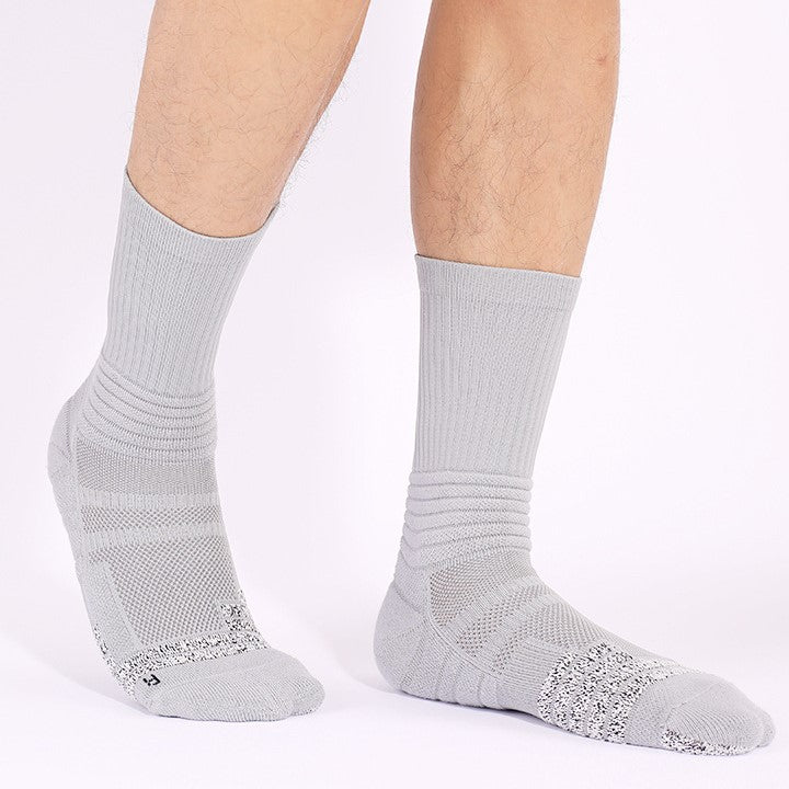 Wearing Grey Coolmax® Breathable Basketball Crew Socks