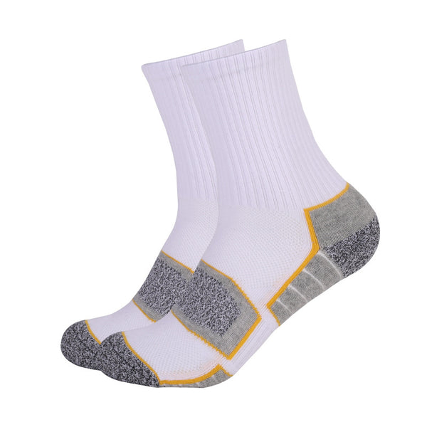 thick padded compression crew socks white